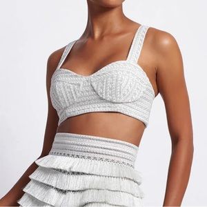 Patbo white metallic cropped top only size 10 with tag